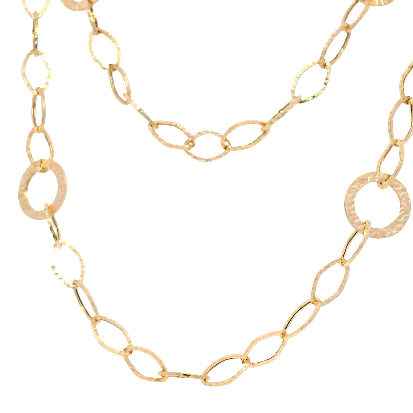 14k Rose Gold Textured Link Extra-Long 35" Station Necklace