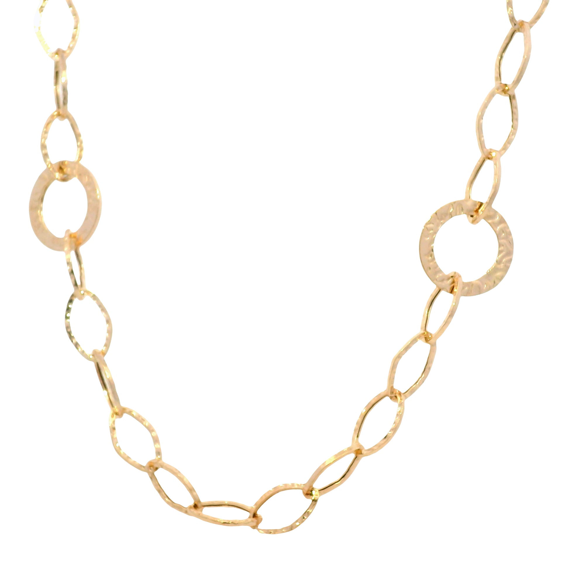 14k Rose Gold Textured Link Extra-Long 35" Station Necklace