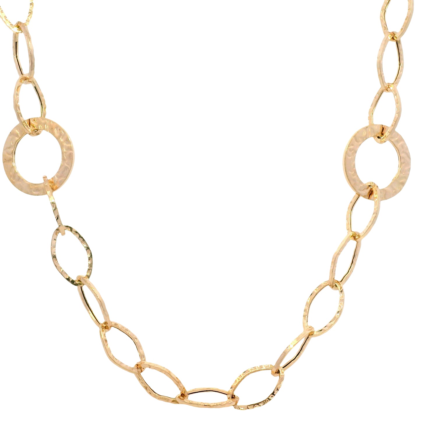14k Rose Gold Textured Link Extra-Long 35" Station Necklace