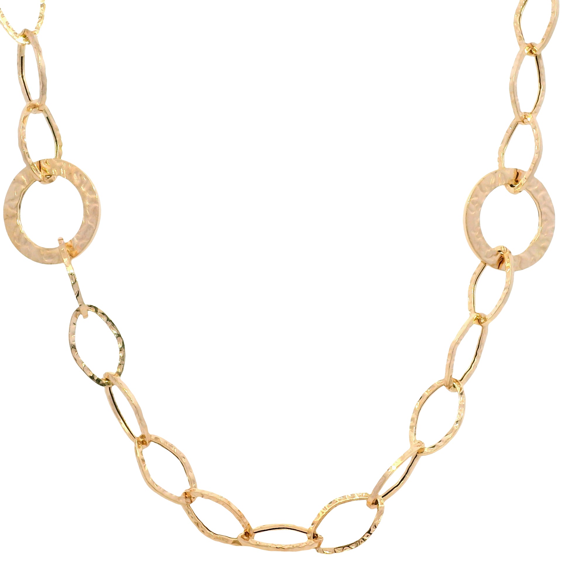 14k Rose Gold Textured Link Extra-Long 35" Station Necklace