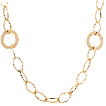 14k Rose Gold Textured Link Extra-Long 35" Station Necklace
