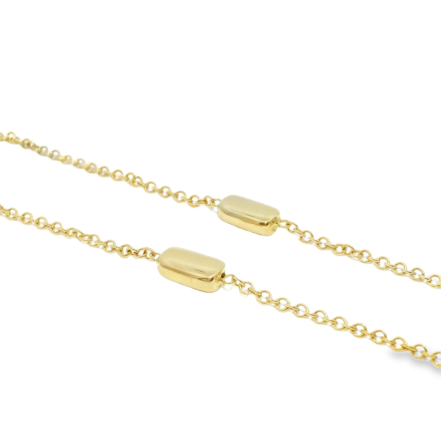 14k Yellow Gold Faceted Stone & Gold Station 34" Long Necklace