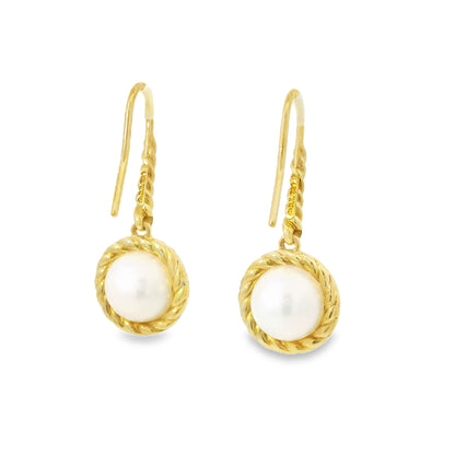 David Yurman 18k Yellow Gold Pearl & Natural Diamond Halo Earrings