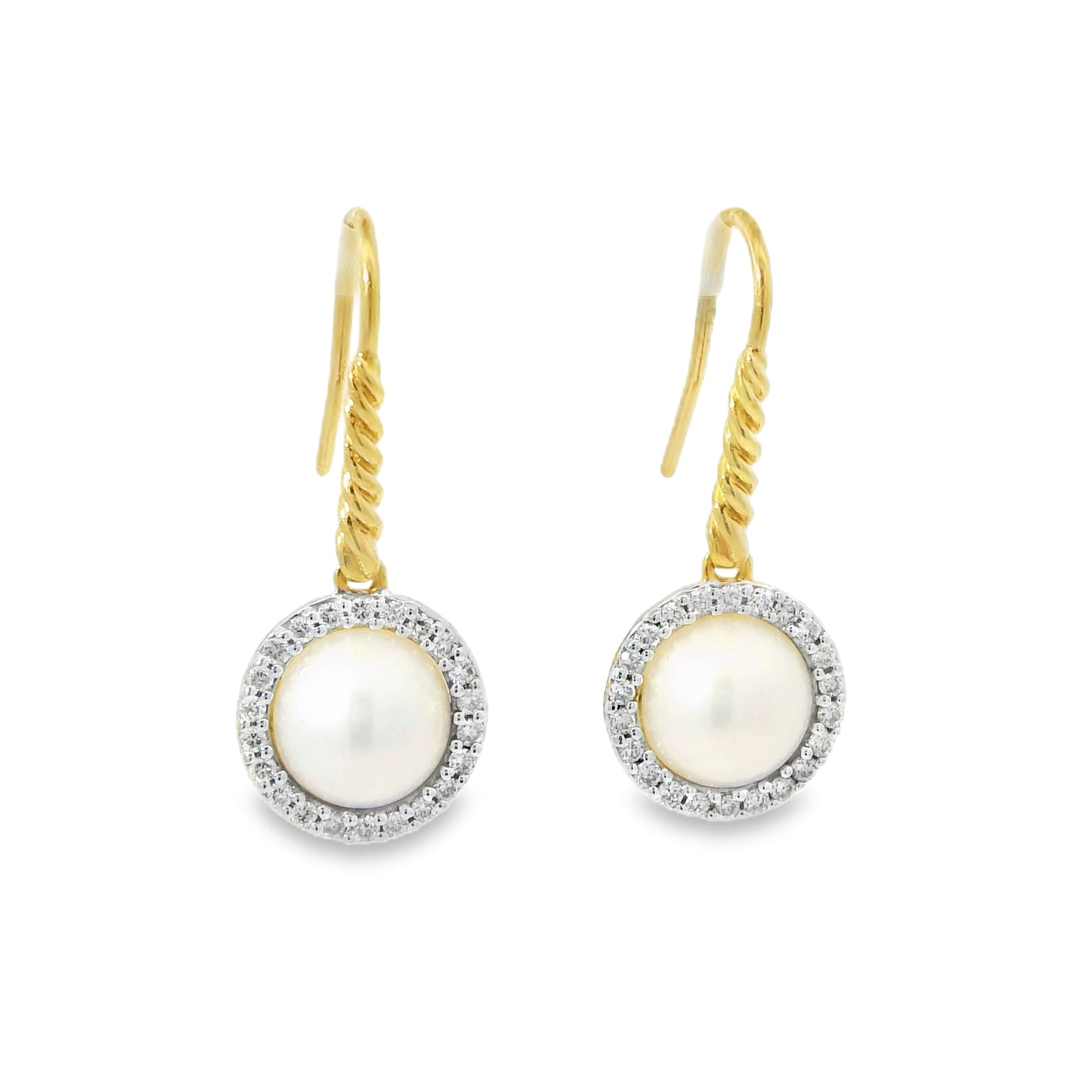 David Yurman 18k Yellow Gold Pearl & Natural Diamond Halo Earrings