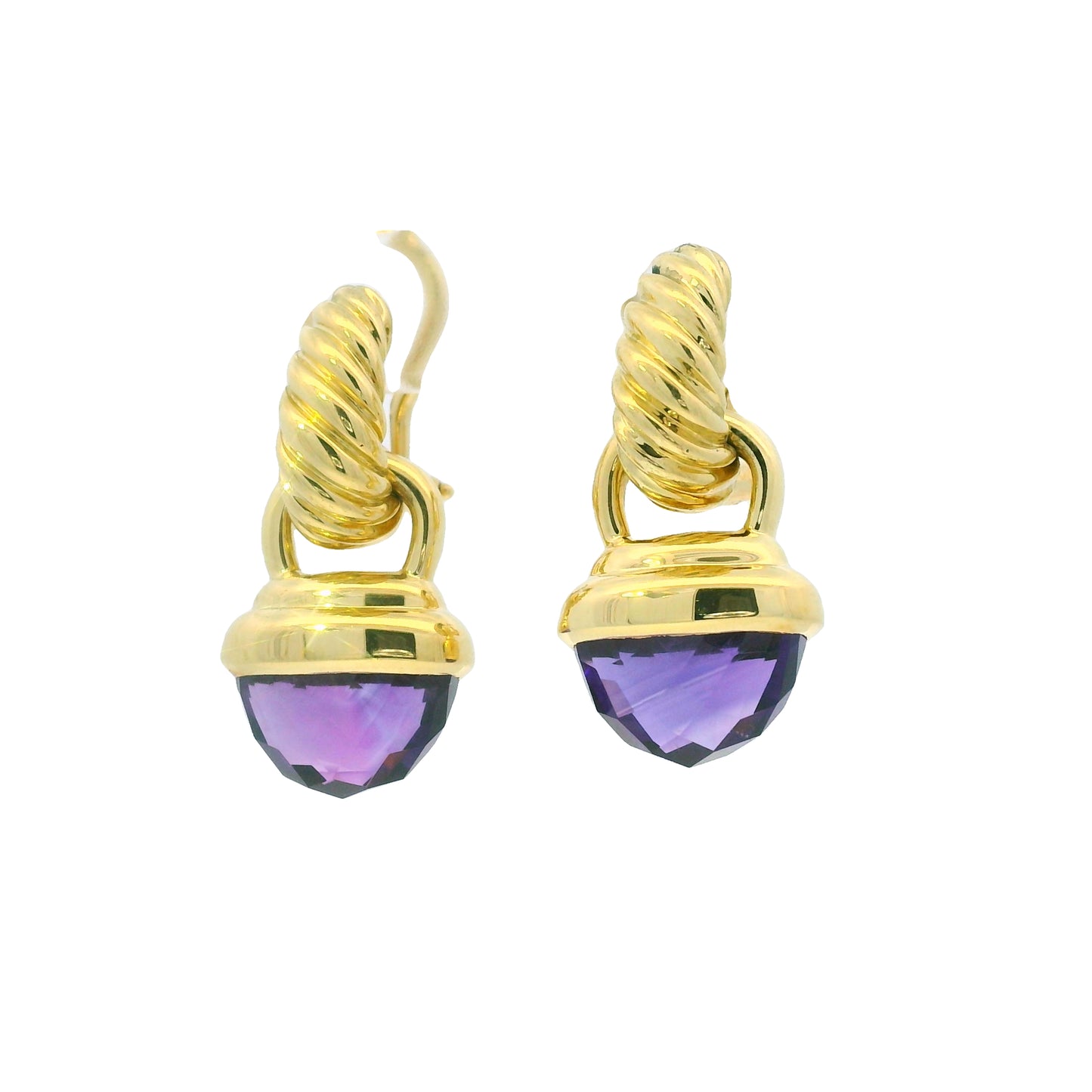 David Yurman 18k Yellow Gold Purple Amethyst Drop Earrings
