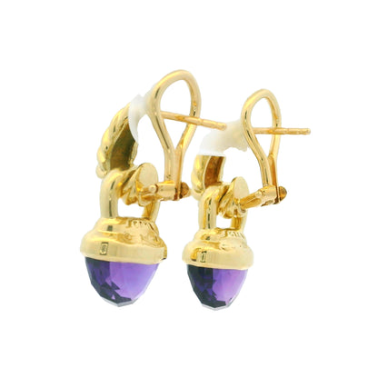 David Yurman 18k Yellow Gold Purple Amethyst Drop Earrings