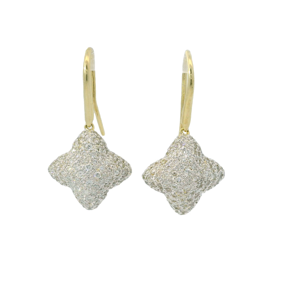 David Yurman 18k Yellow Gold Natural 1.10 Carat Diamond Quatrefoil Earrings
