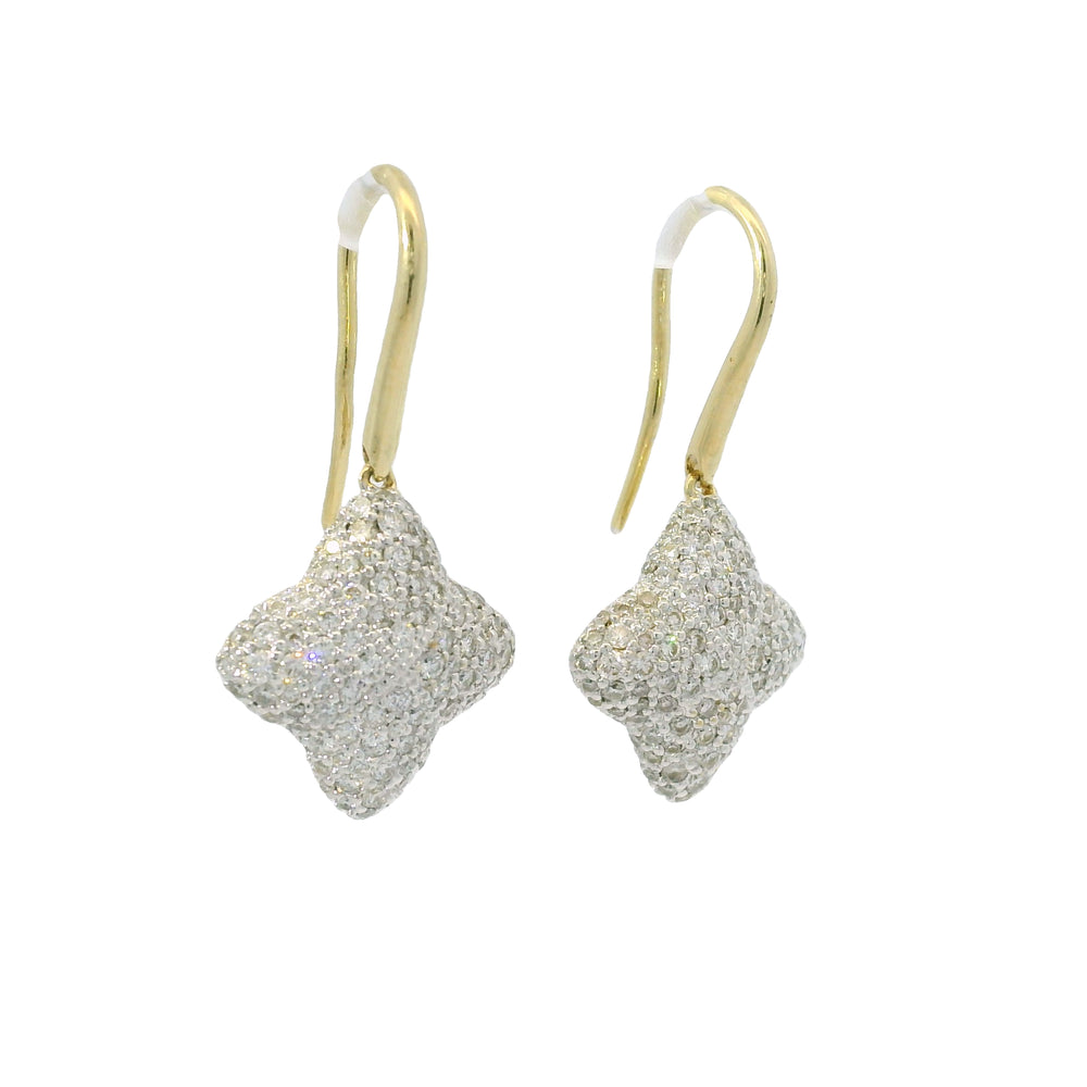 David Yurman 18k Yellow Gold Natural 1.10 Carat Diamond Quatrefoil Earrings