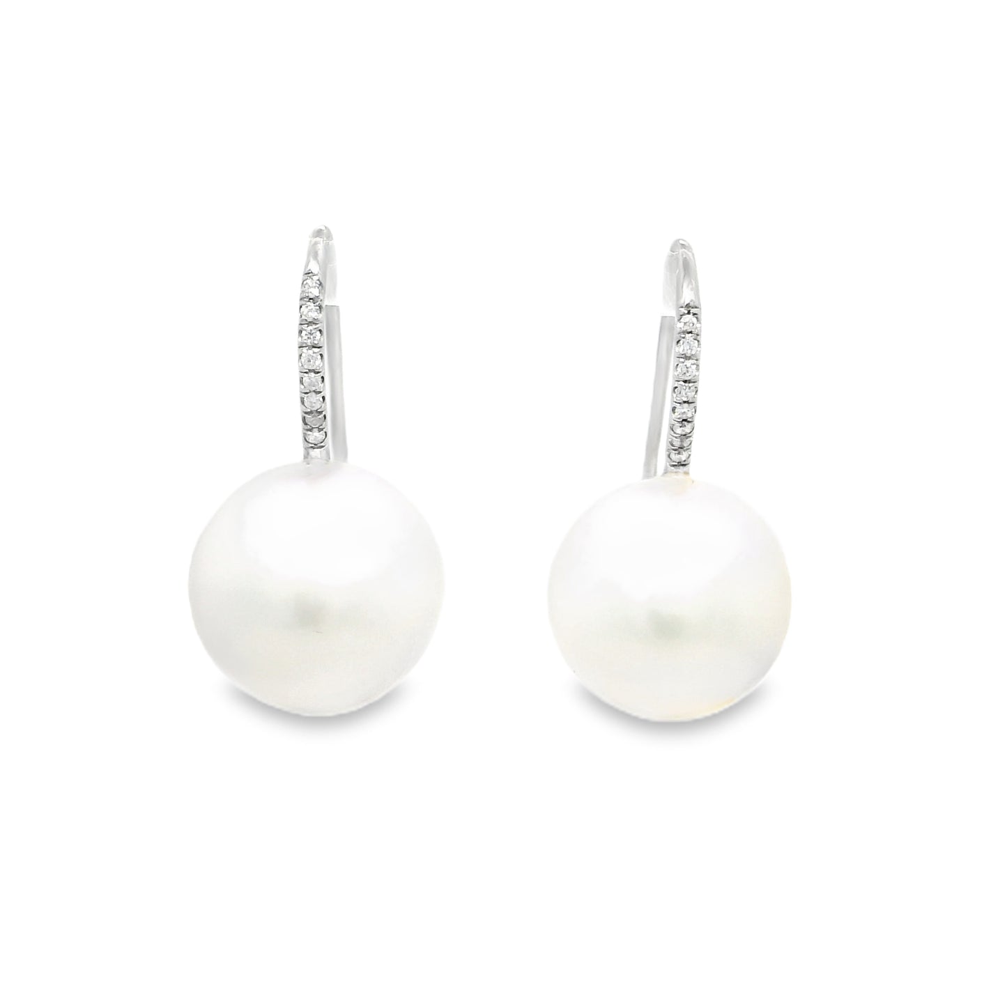 Ivanka Trump 18k White Gold South Sea Pearl & Natural Diamond French Wire Earrings
