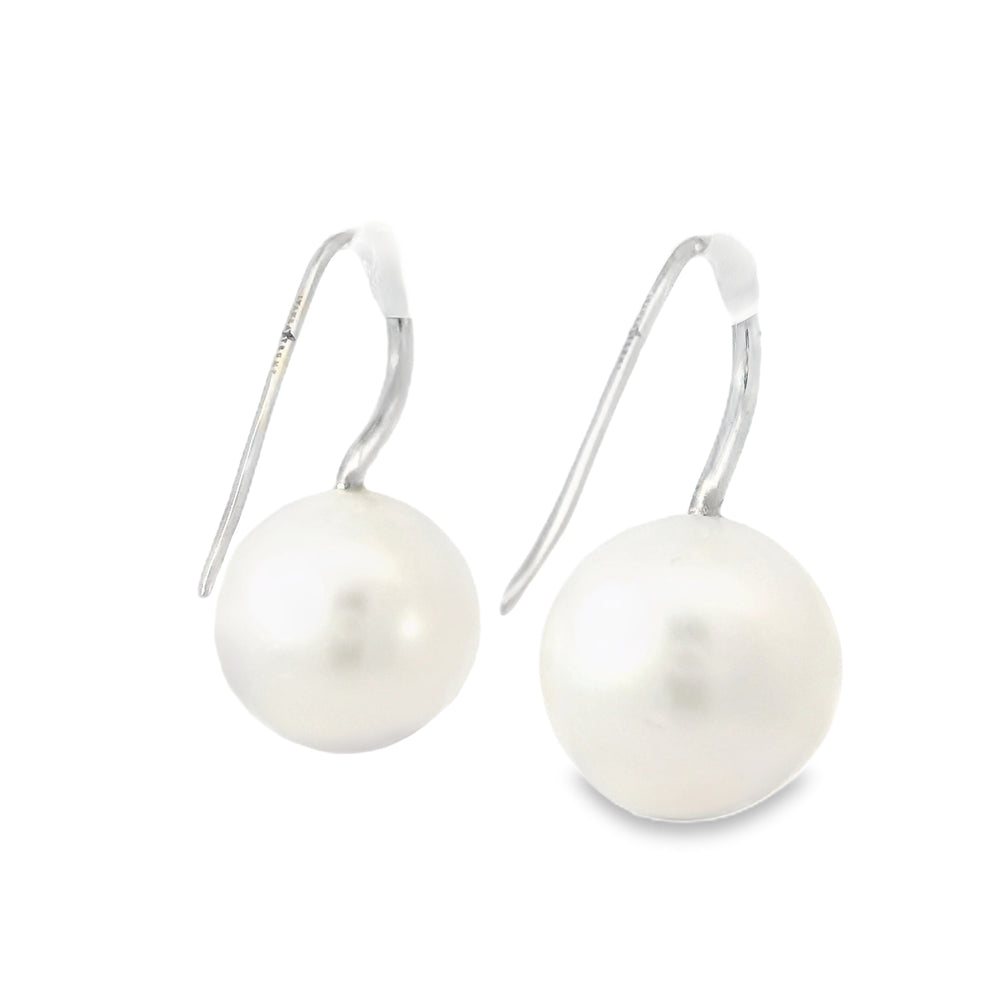 Ivanka Trump 18k White Gold South Sea Pearl & Natural Diamond French Wire Earrings