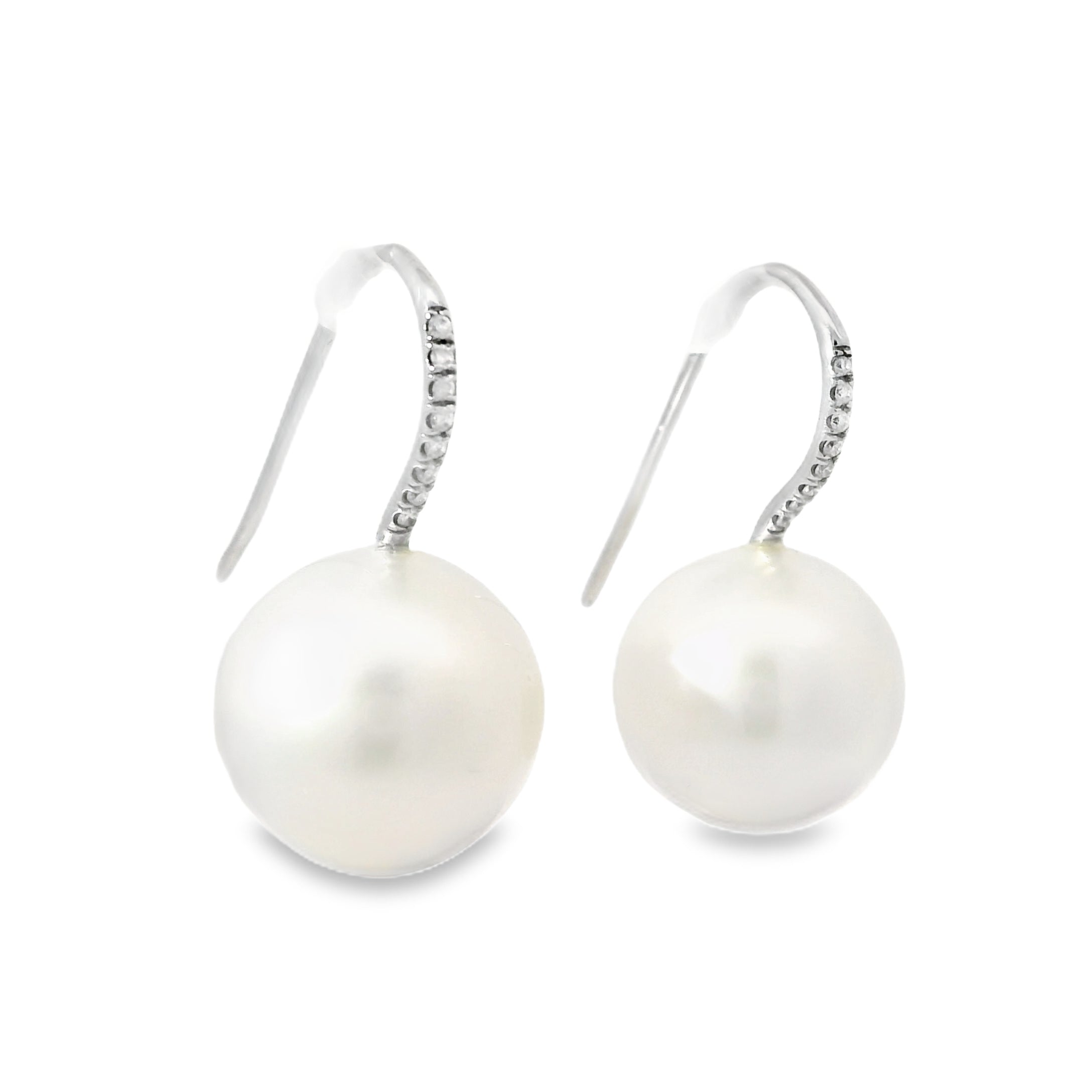 Ivanka Trump 18k White Gold South Sea Pearl & Natural Diamond French Wire Earrings