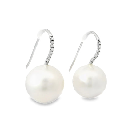 Ivanka Trump 18k White Gold South Sea Pearl & Natural Diamond French Wire Earrings