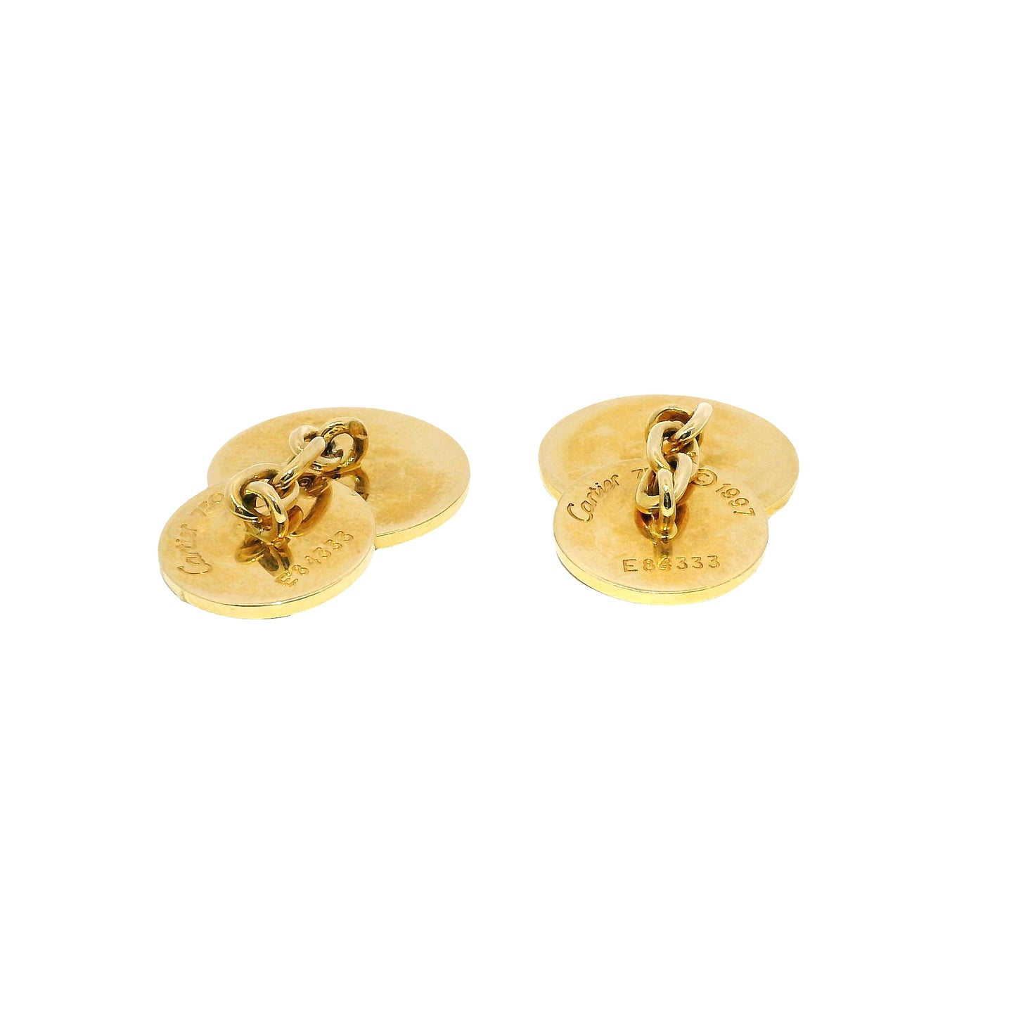 Cartier 18k Yellow Gold 'Tous Droits Reserves Round Cufflinks