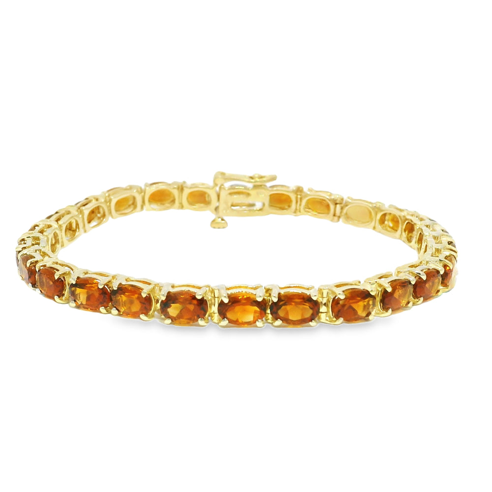 14k Yellow Gold 13.5 Carat Oval-Cut Citrine Tennis Bracelet