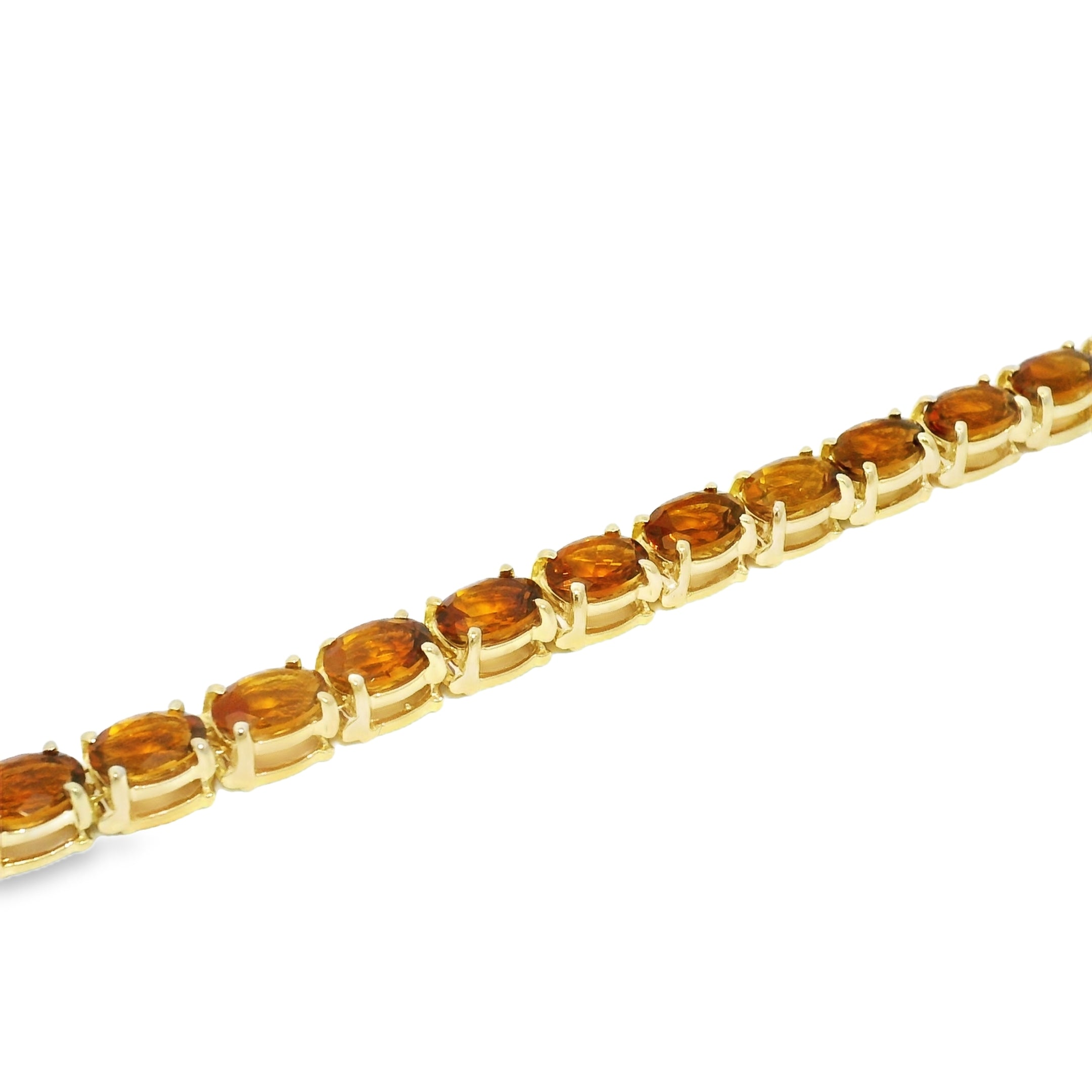 14k Yellow Gold 13.5 Carat Oval-Cut Citrine Tennis Bracelet