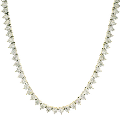 10k Two-Tone Gold Natural 4.50 Carat Diamond Illusion 3-Prong Tennis Necklace