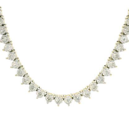 10k Two-Tone Gold Natural 4.50 Carat Diamond Illusion 3-Prong Tennis Necklace