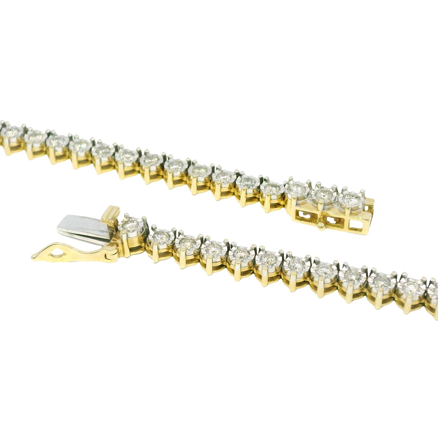 10k Two-Tone Gold Natural 4.50 Carat Diamond Illusion 3-Prong Tennis Necklace
