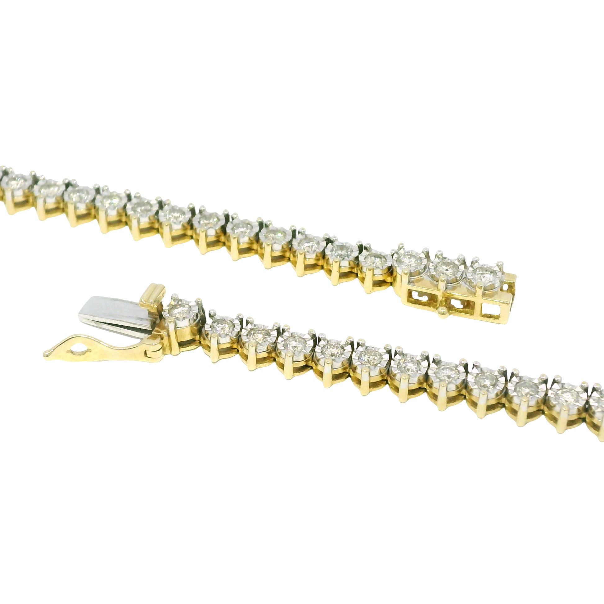 10k Two-Tone Gold Natural 4.50 Carat Diamond Illusion 3-Prong Tennis Necklace