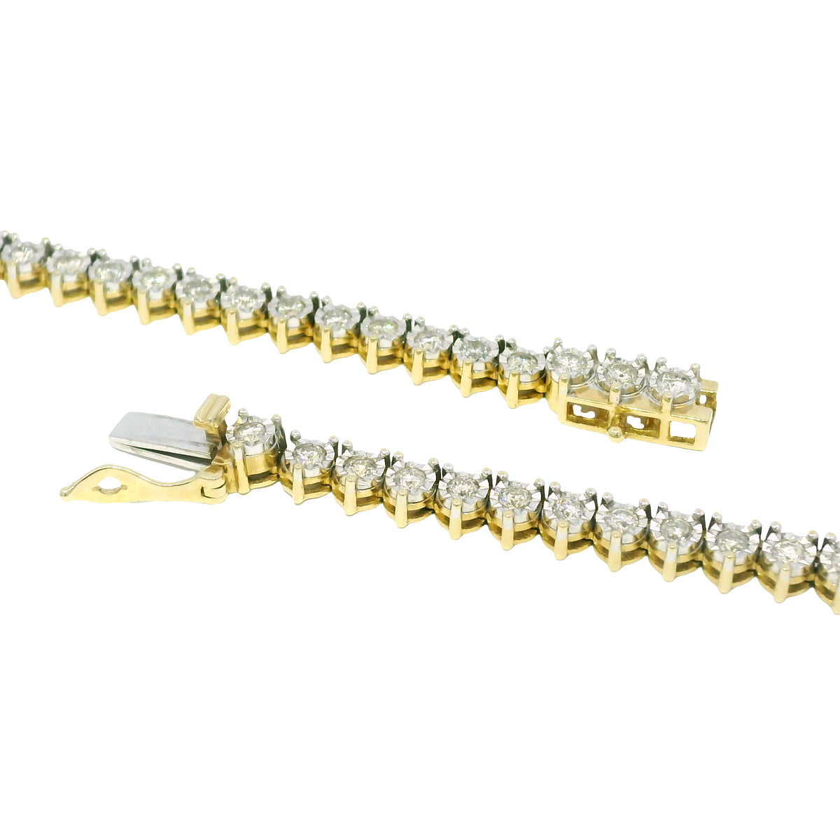 10k Two-Tone Gold Natural 4.50 Carat Diamond Illusion 3-Prong Tennis Necklace