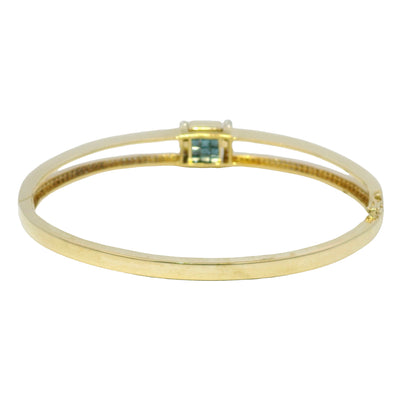 14k Yellow Gold 1.43 Carat White & Blue Irradiated Diamond Bangle Bracelet