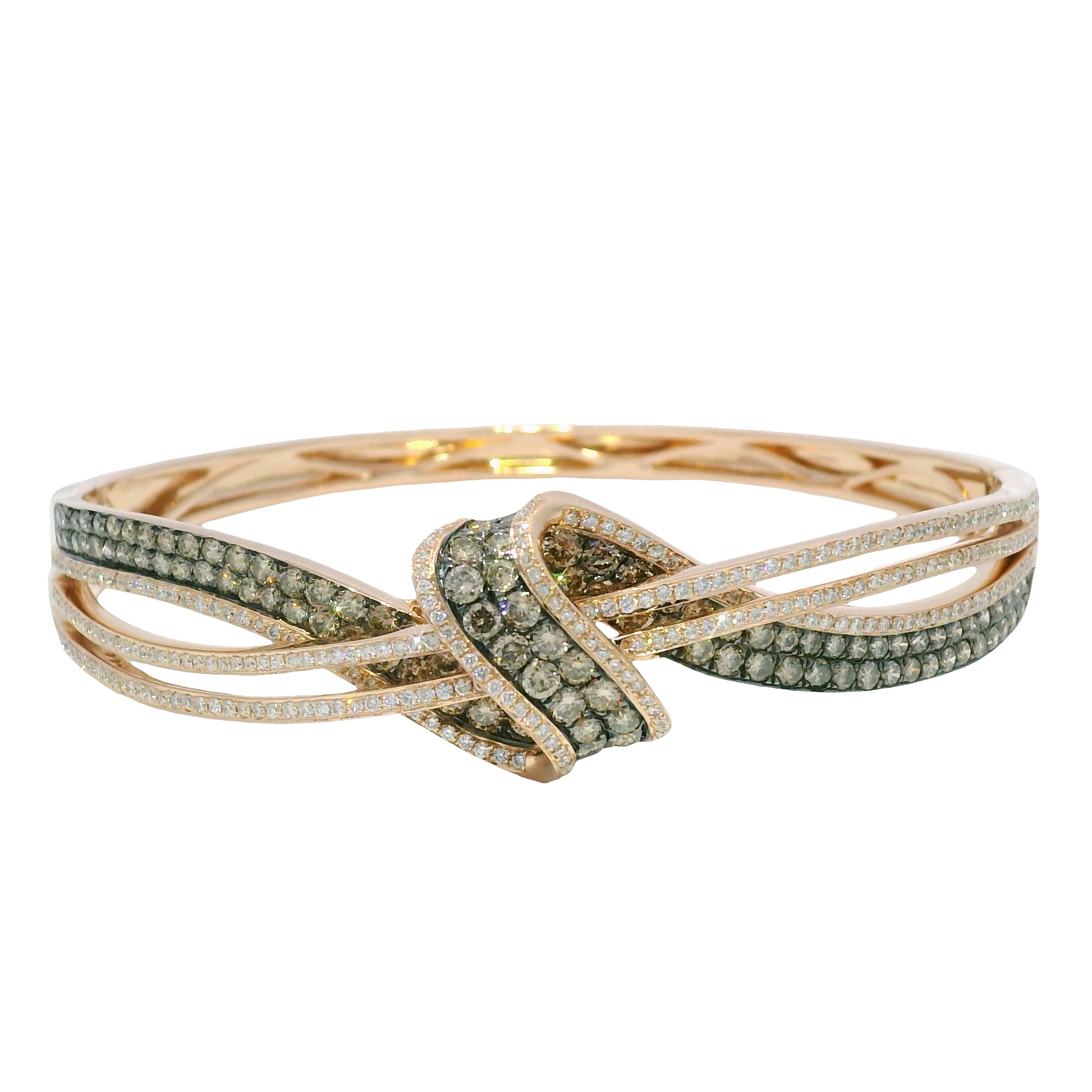 Le Vian 14k Rose Gold Chocolate & White Diamond Bangle Bracelet