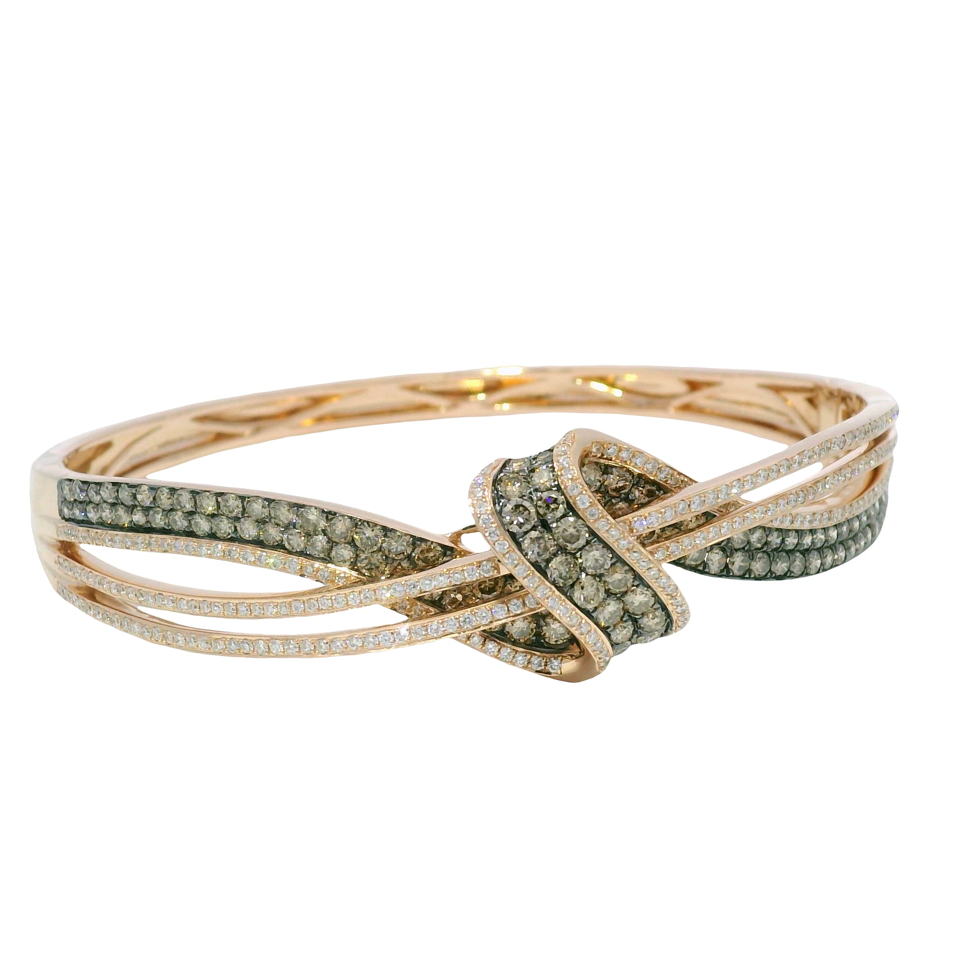 Le Vian 14k Rose Gold Chocolate & White Diamond Bangle Bracelet