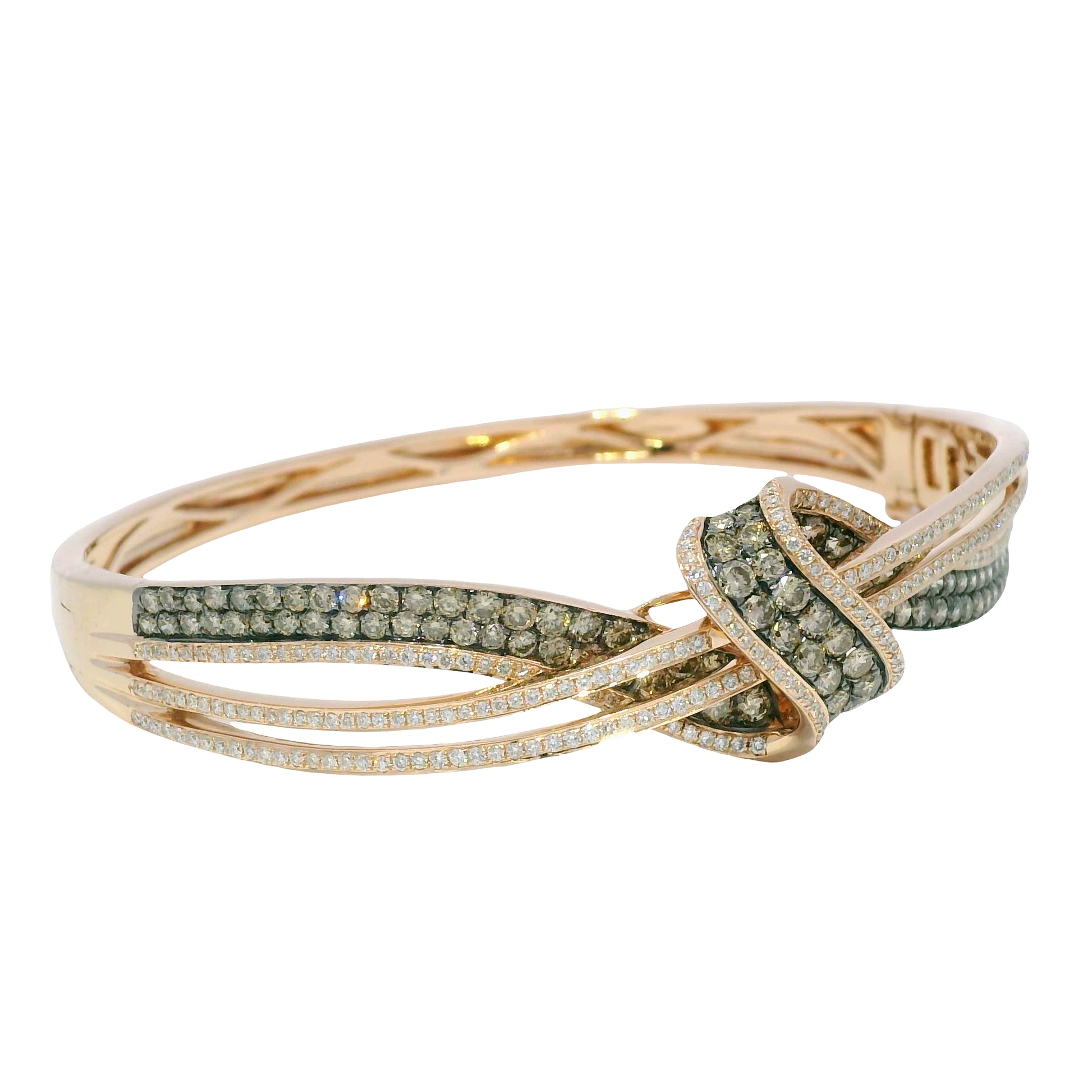 Le Vian 14k Rose Gold Chocolate & White Diamond Bangle Bracelet