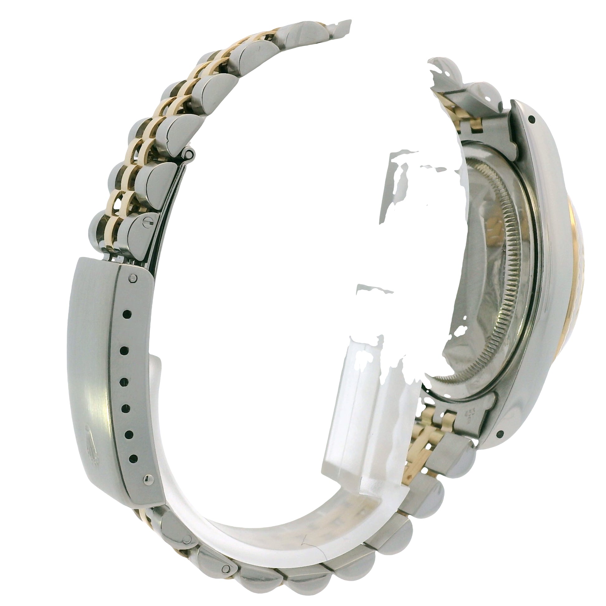 Rolex 16233 Datejust Two-Tone White Roman Dial Fluted Bezel 36mm Watch