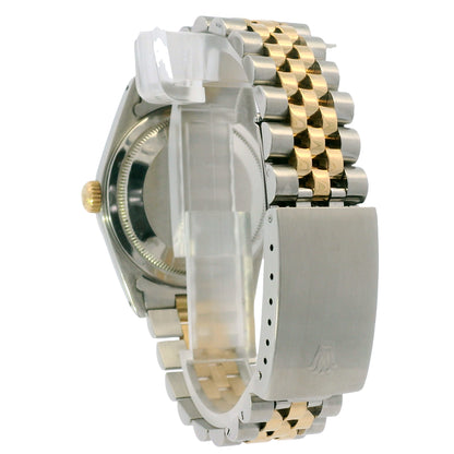 Rolex 16233 Datejust Two-Tone White Roman Dial Fluted Bezel 36mm Watch