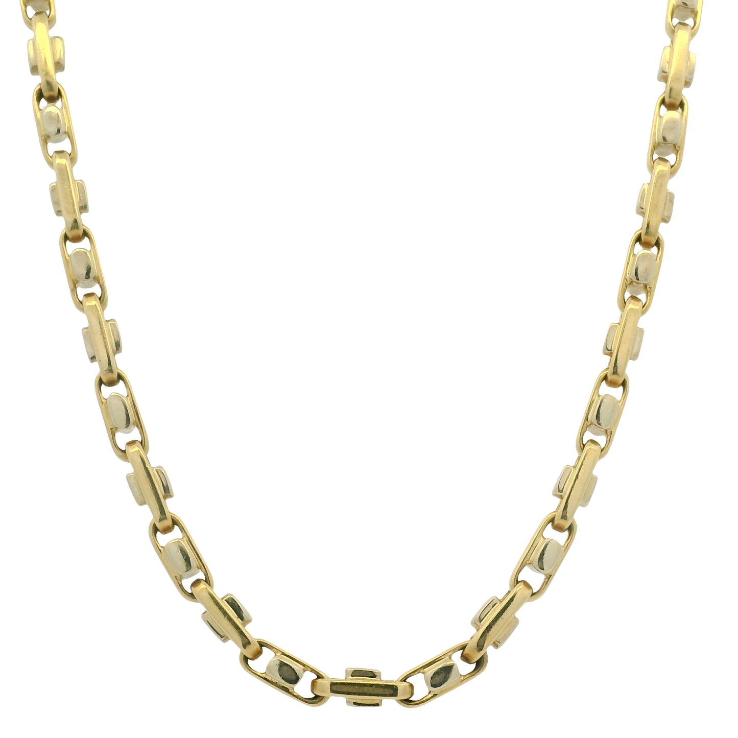 14k Two-Tone Gold Interlocking Link 20" Chain Necklace