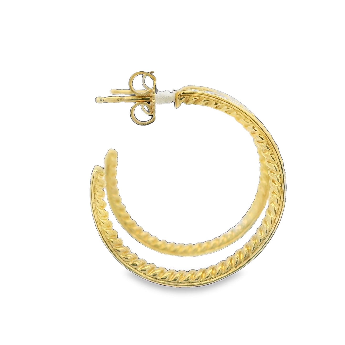 David Yurman 18k Yellow Gold Natural Diamond Hoop Earrings