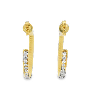 David Yurman 18k Yellow Gold Natural Diamond Hoop Earrings
