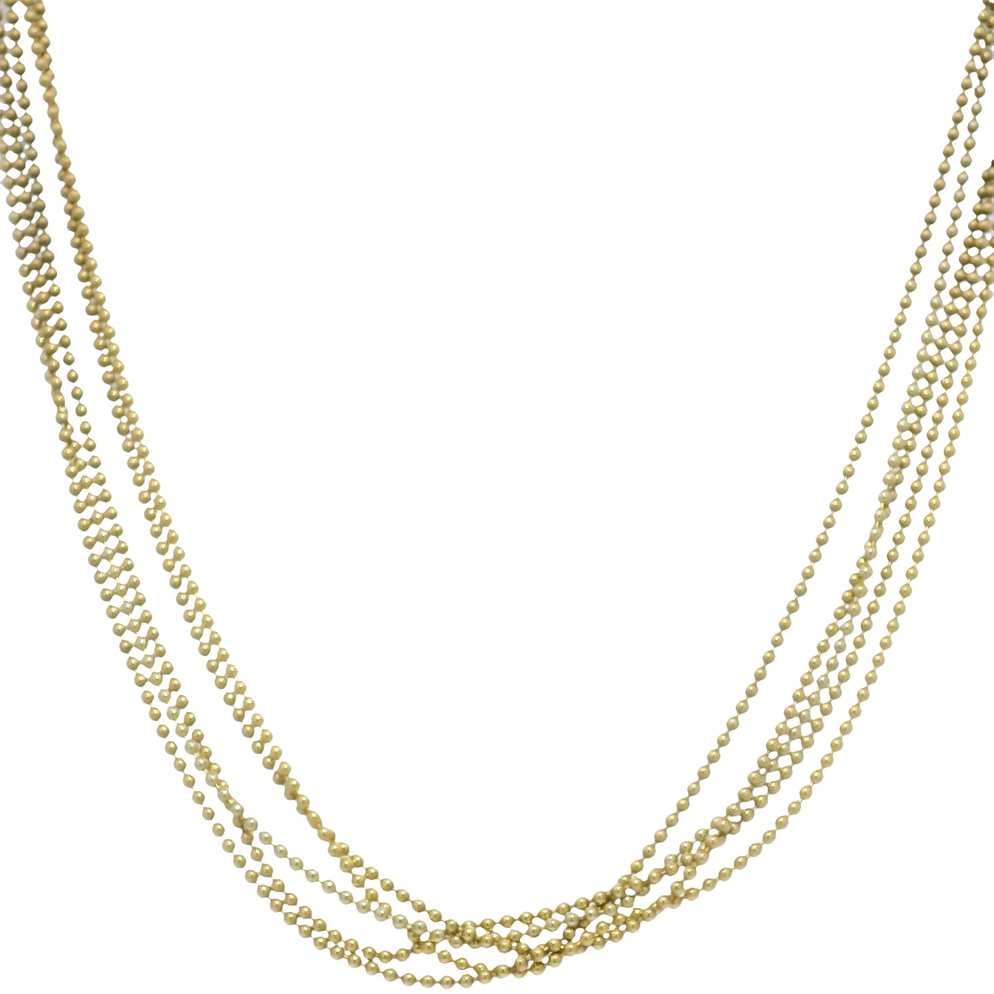 14k Yellow Gold 5-Strand Ball/Beaded Chain Necklace