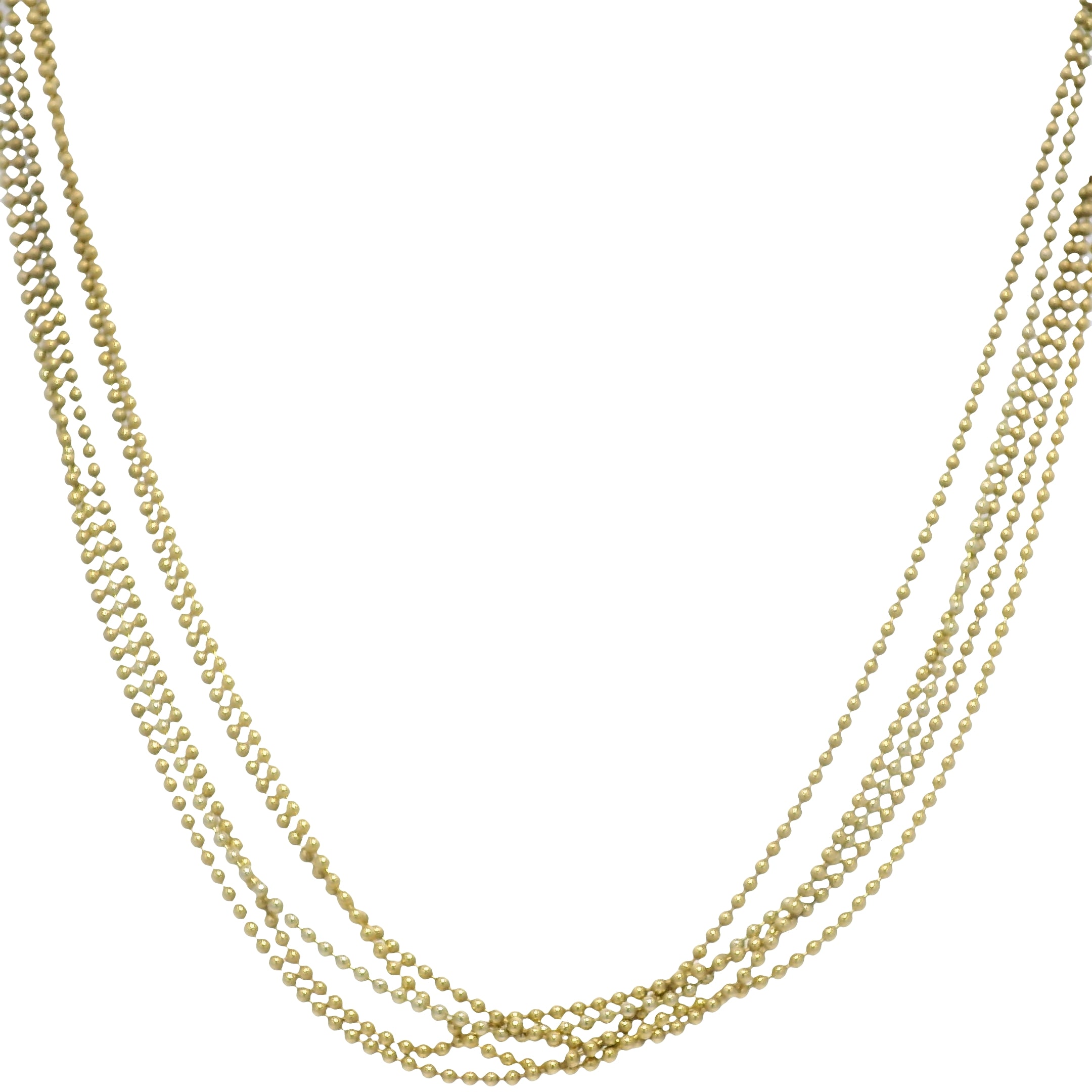 14k Yellow Gold 5-Strand Ball/Beaded Chain Necklace