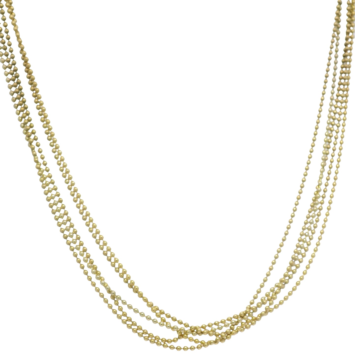 14k Yellow Gold 5-Strand Ball/Beaded Chain Necklace