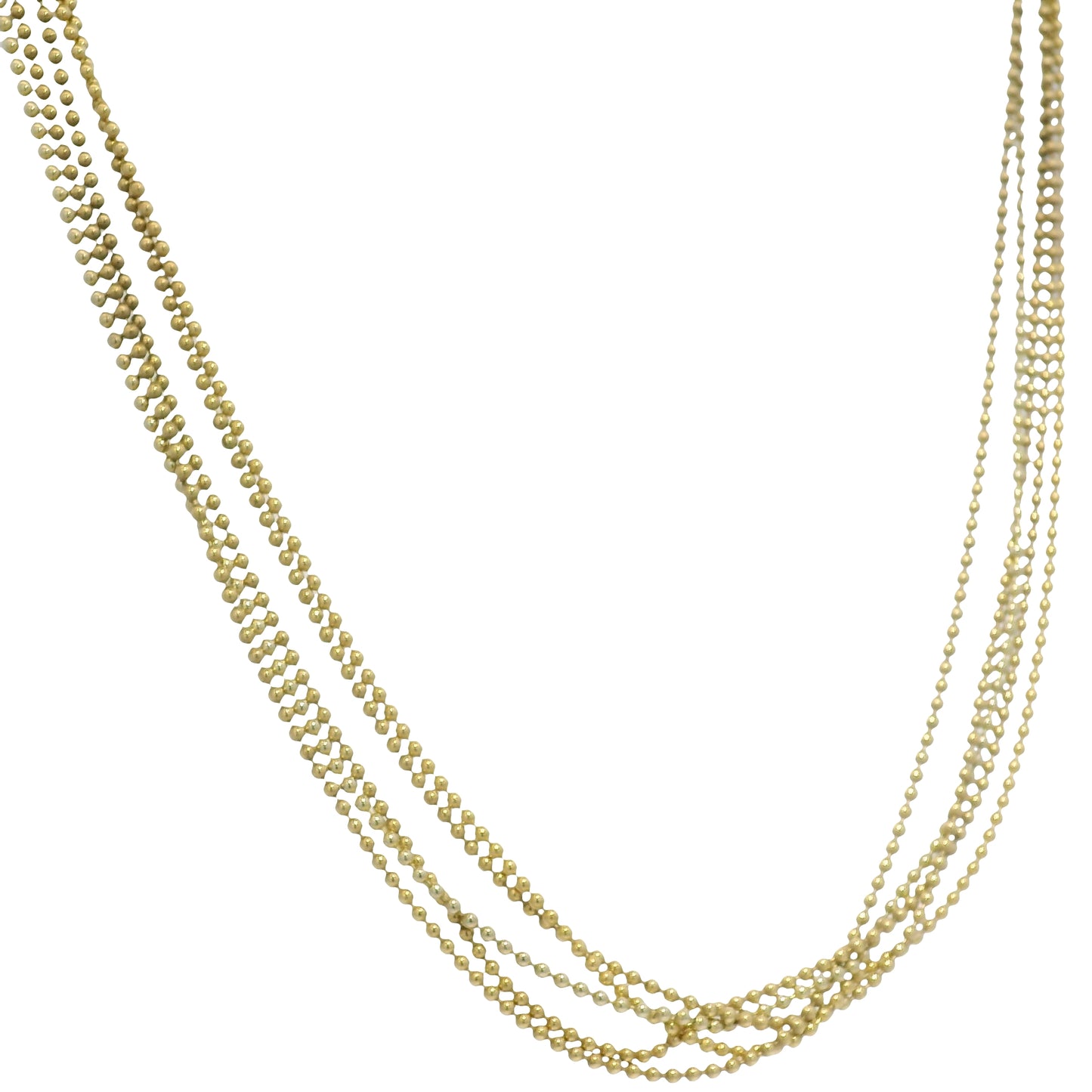 14k Yellow Gold 5-Strand Ball/Beaded Chain Necklace
