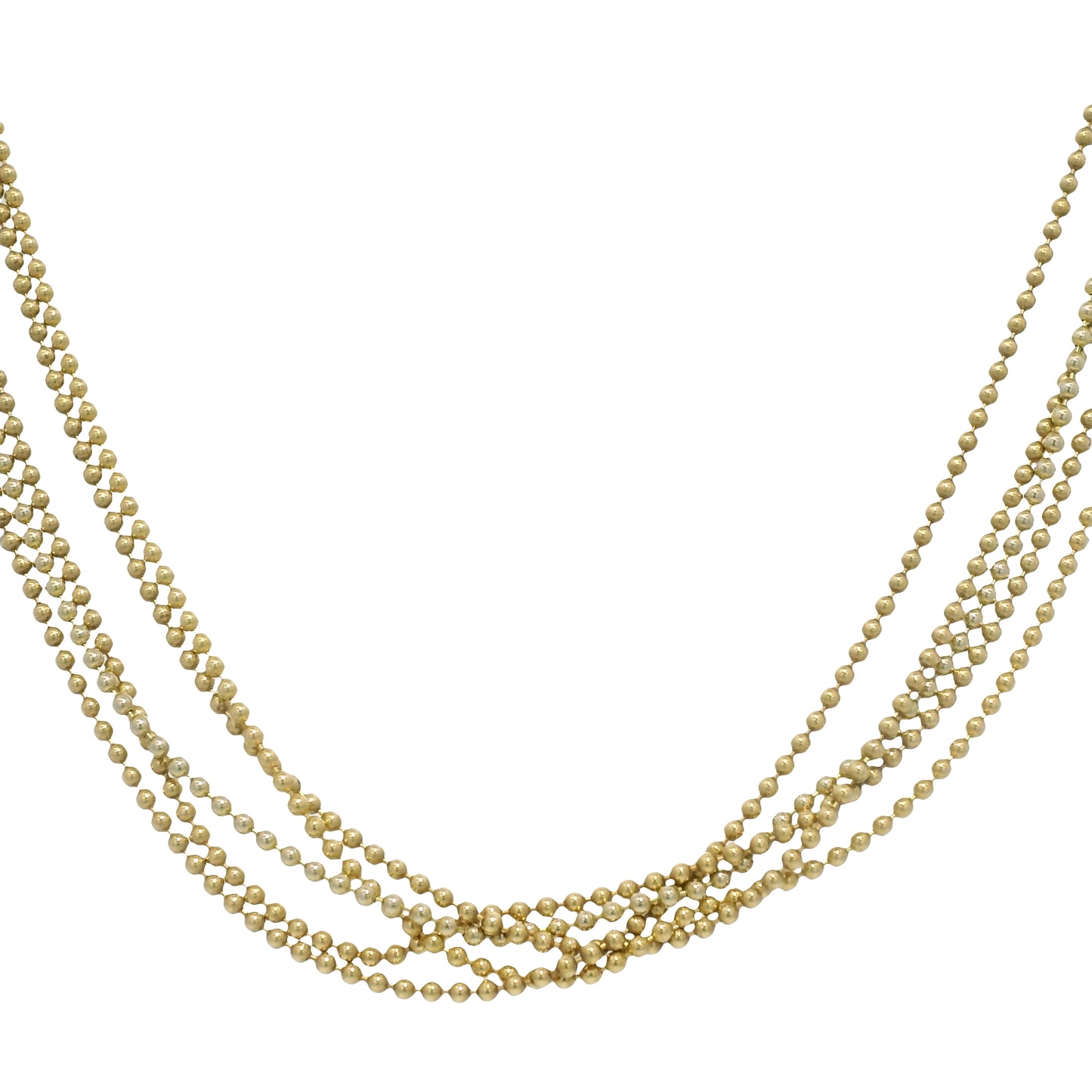 14k Yellow Gold 5-Strand Ball/Beaded Chain Necklace