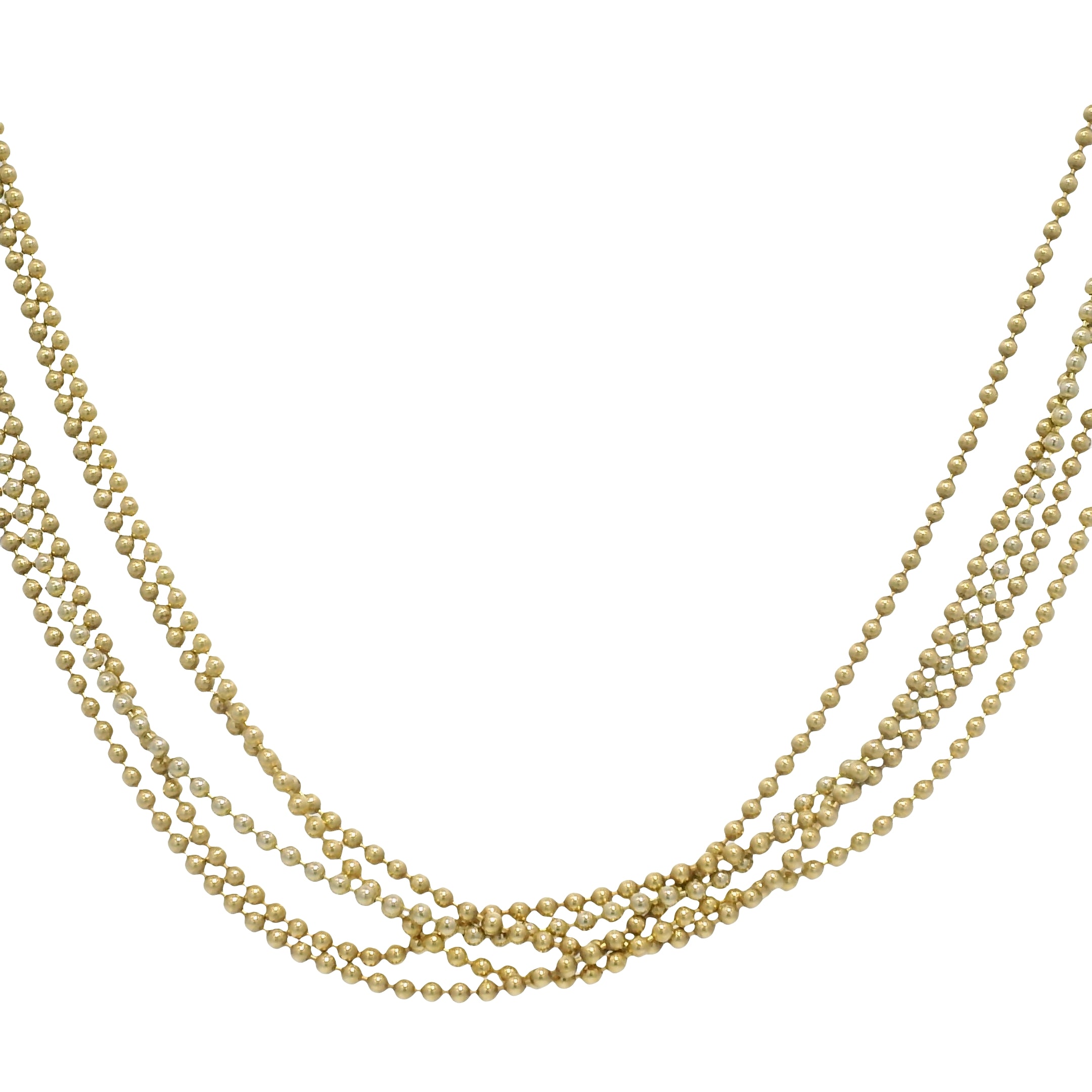 14k Yellow Gold 5-Strand Ball/Beaded Chain Necklace