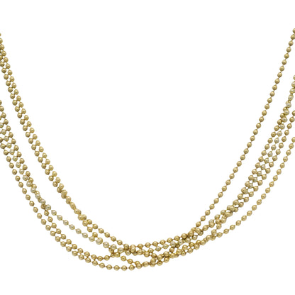 14k Yellow Gold 5-Strand Ball/Beaded Chain Necklace