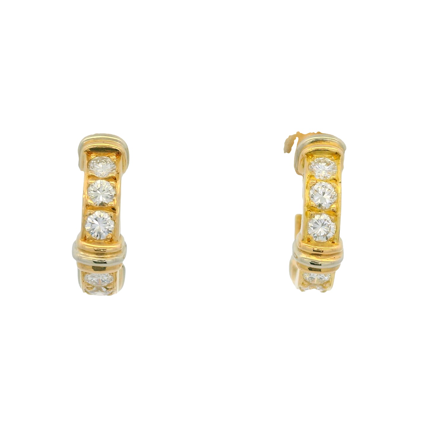 Cartier 18k Yellow Gold Diamond Contessa Small Hoop Earrings