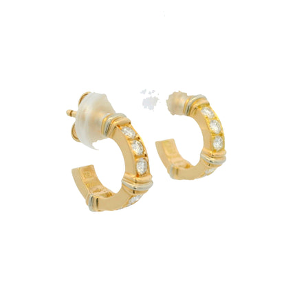 Cartier 18k Yellow Gold Diamond Contessa Small Hoop Earrings