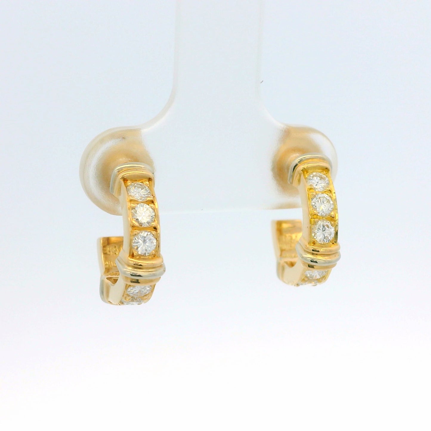 Cartier 18k Yellow Gold Diamond Contessa Small Hoop Earrings