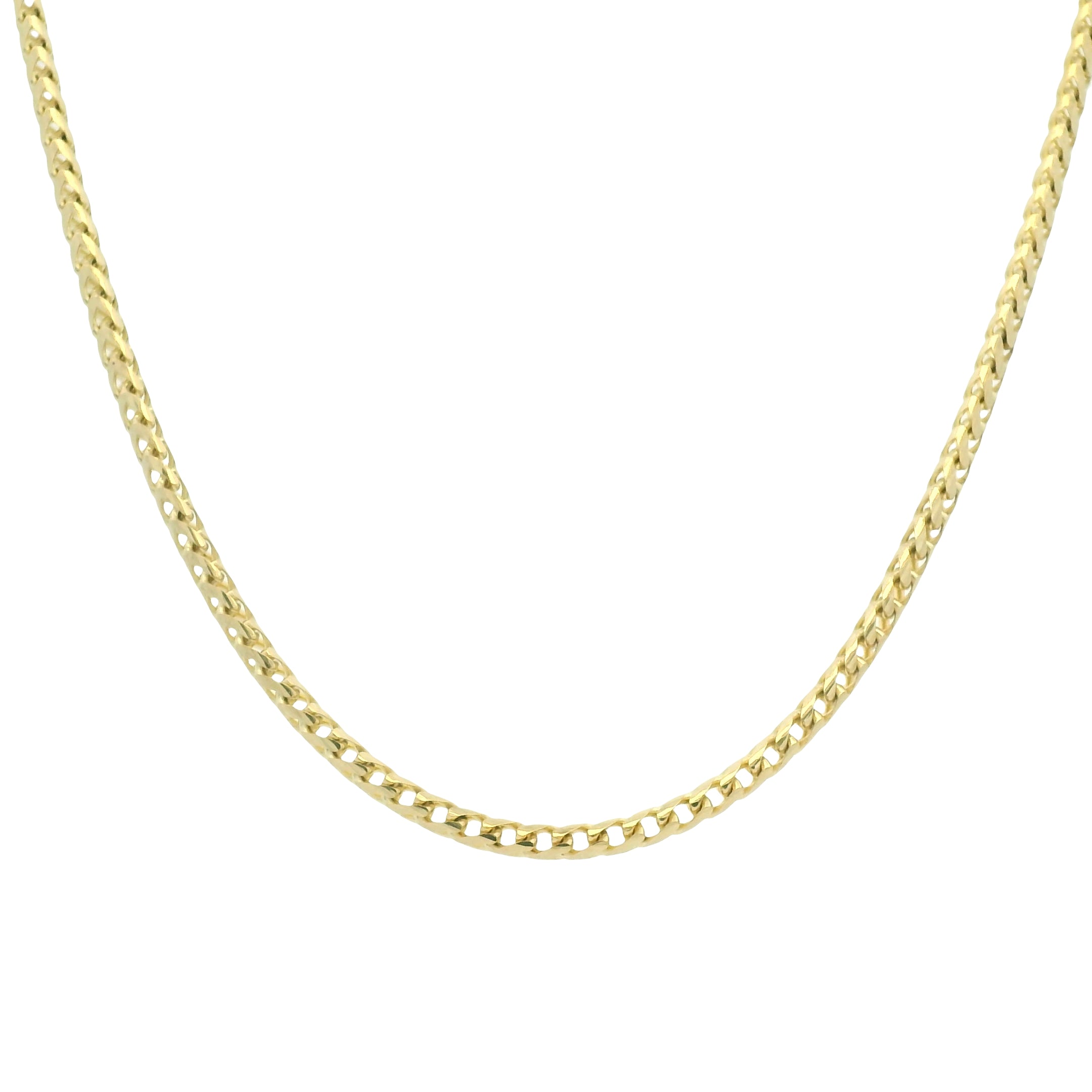 14K Yellow Gold 22mm Franco Link Edgy Chain Necklace