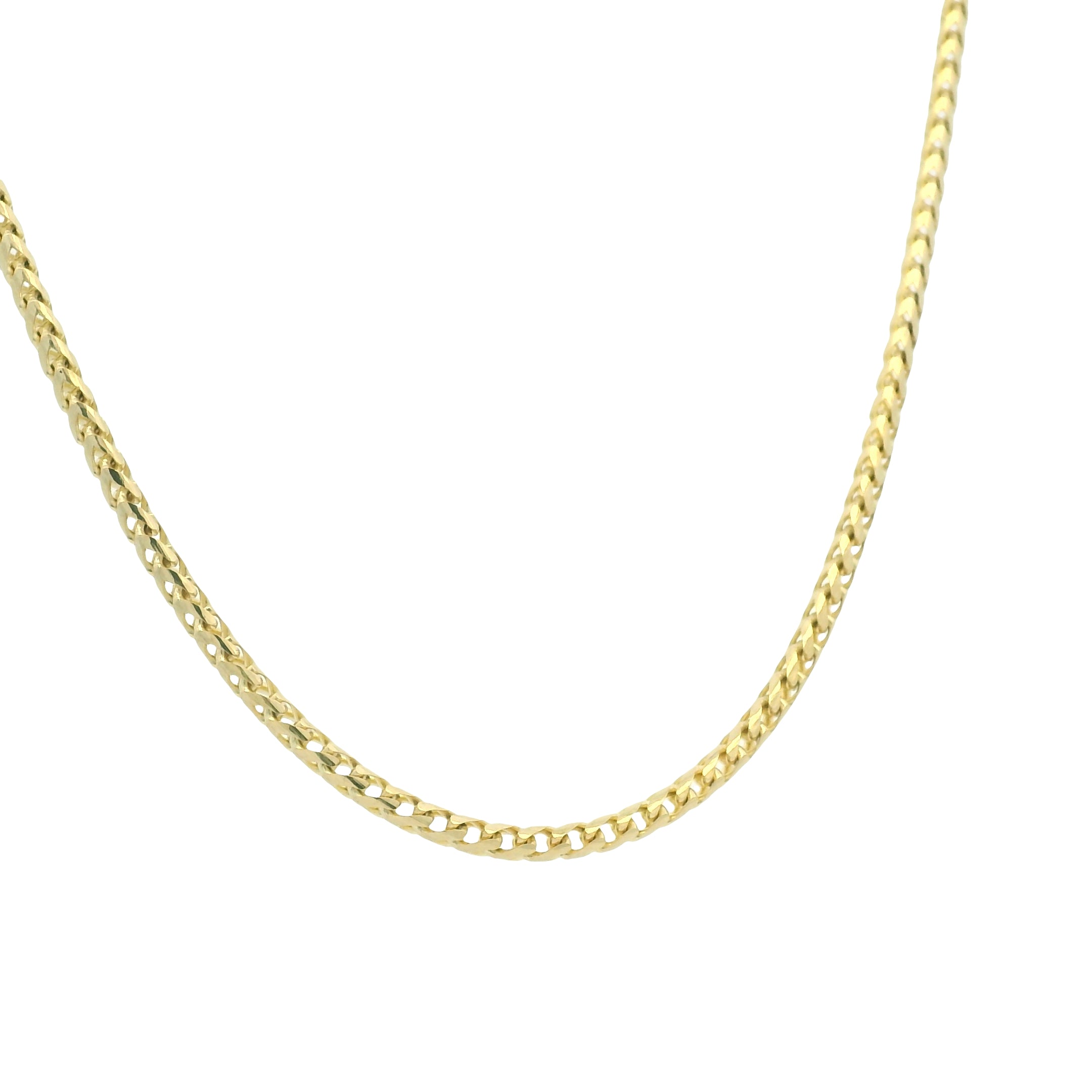 14K Yellow Gold 22mm Franco Link Edgy Chain Necklace