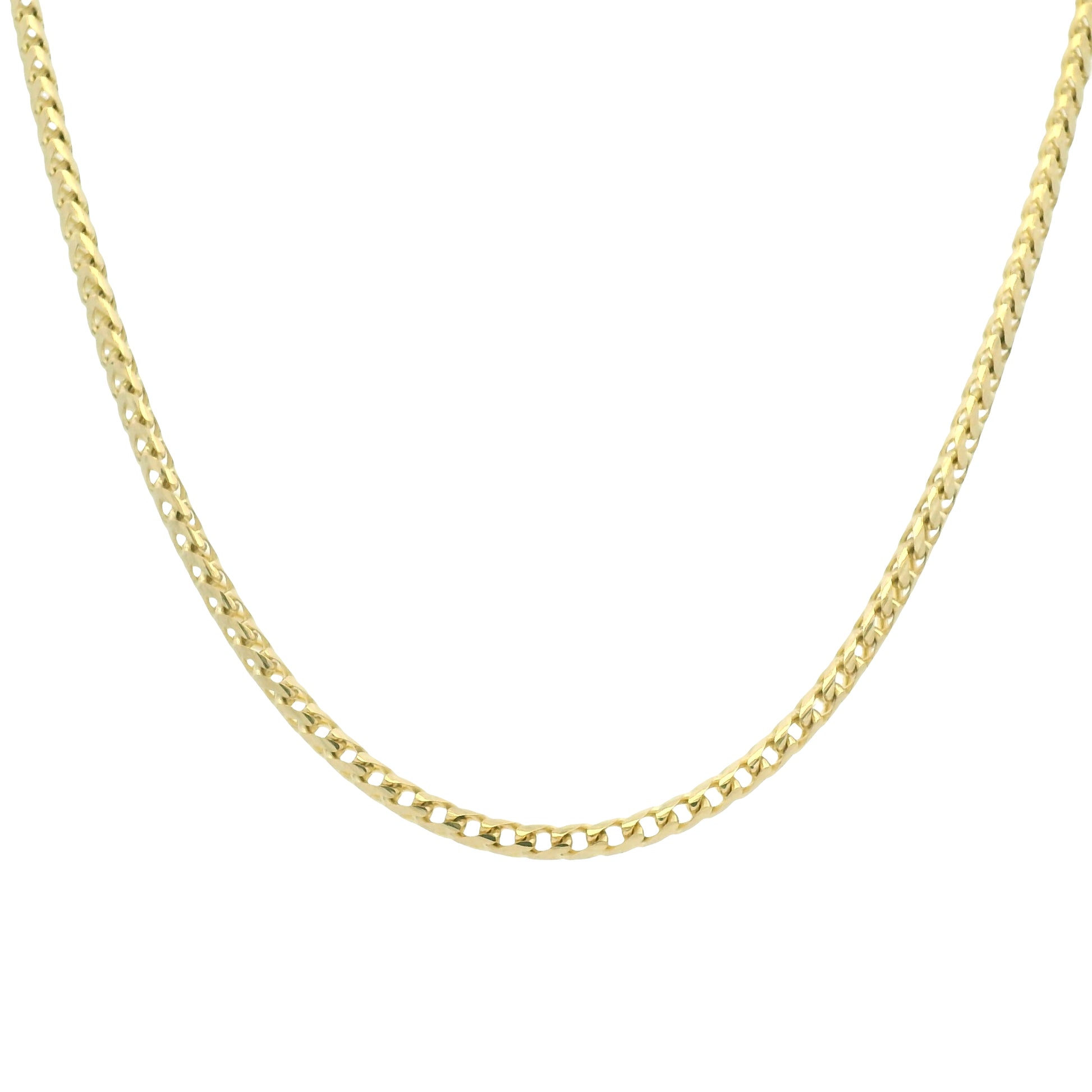 14K Yellow Gold 22mm Franco Link Edgy Chain Necklace