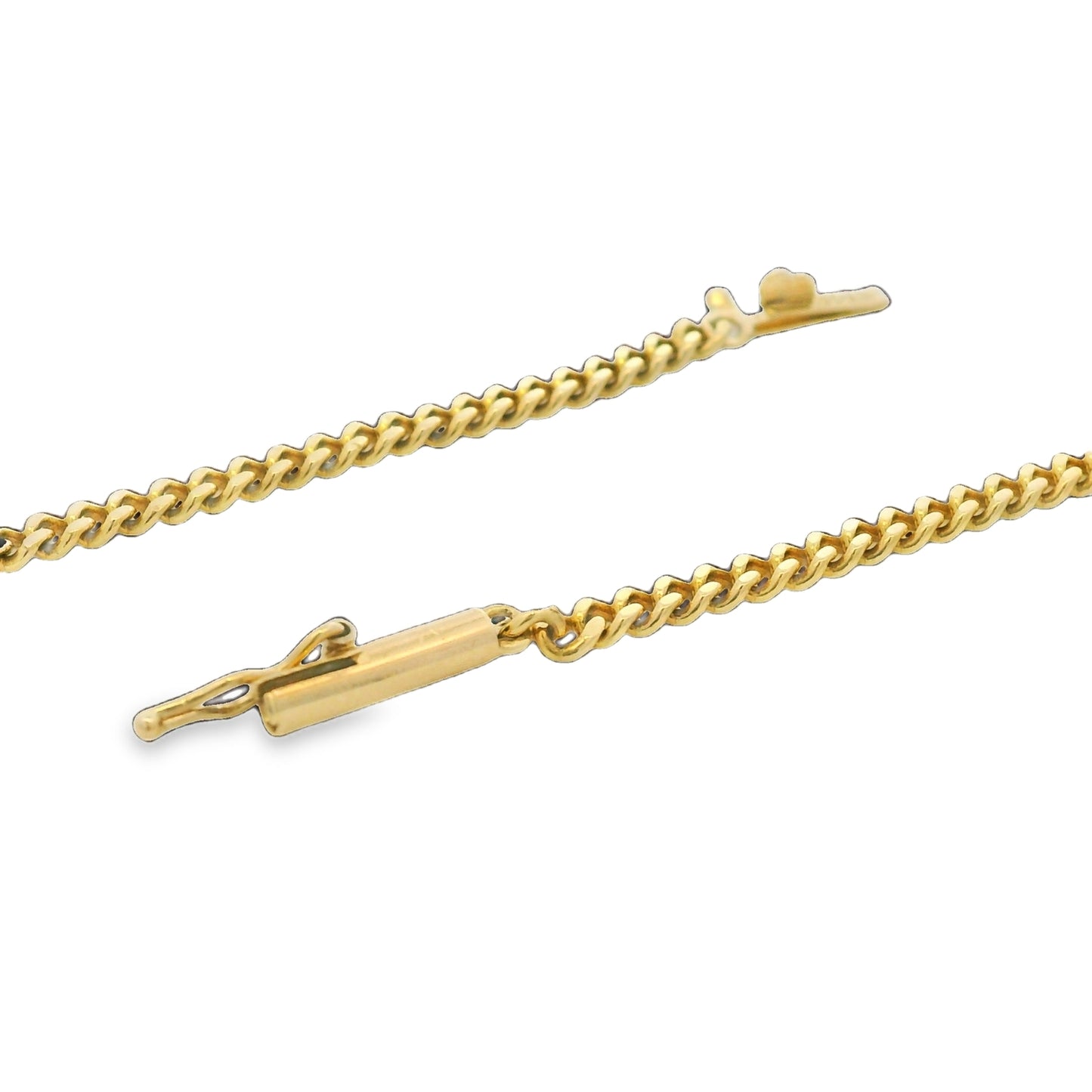 14k Yellow Gold Thin 2.2mm Cuban Link Chain Necklace