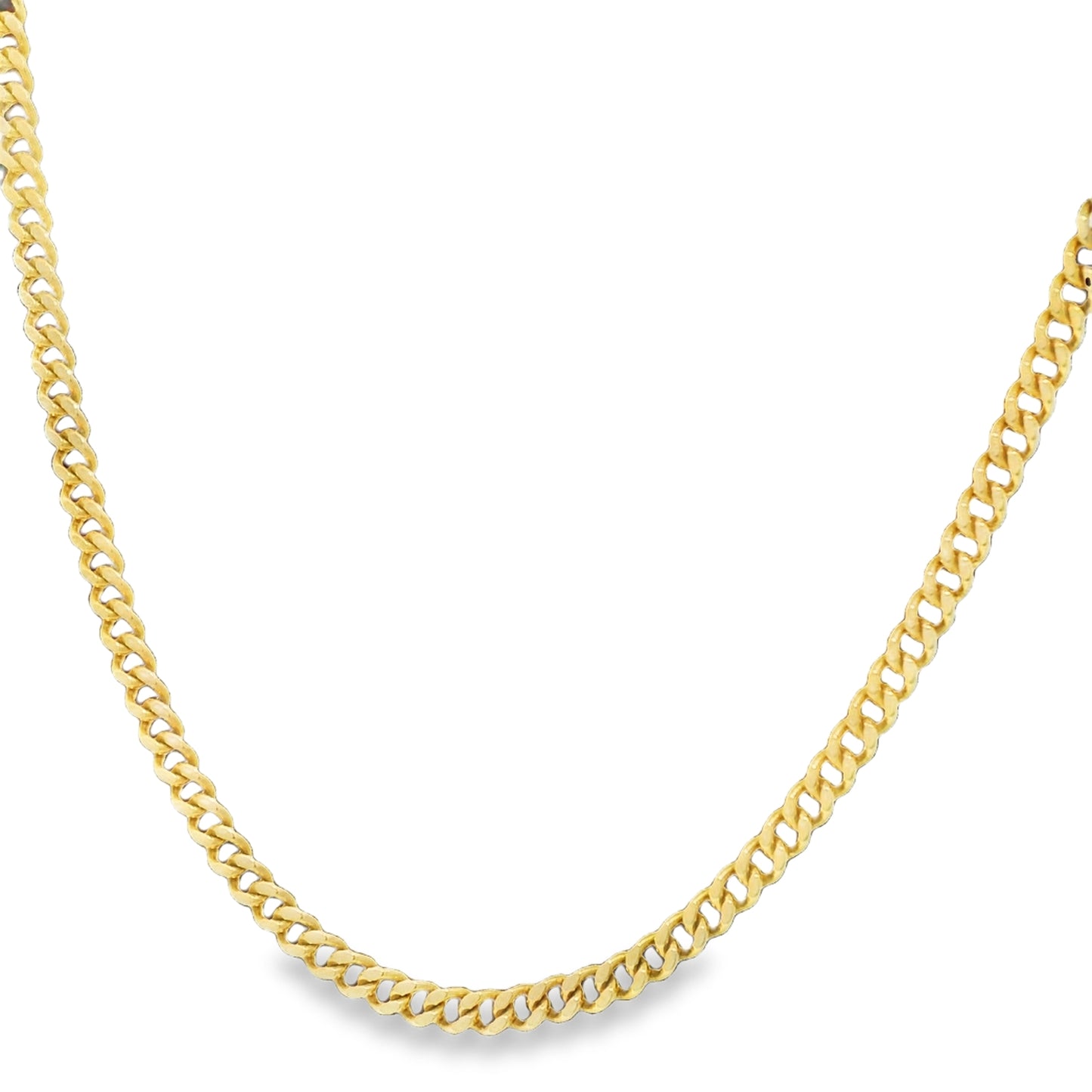 14k Yellow Gold Thin 2.2mm Cuban Link Chain Necklace