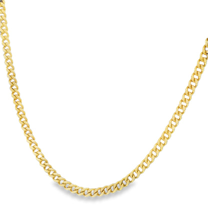 14k Yellow Gold Thin 2.2mm Cuban Link Chain Necklace