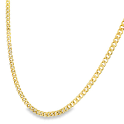 14k Yellow Gold Thin 2.2mm Cuban Link Chain Necklace